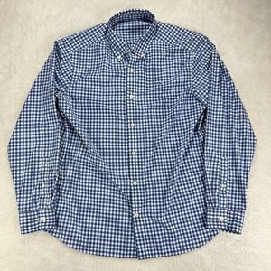 Vineyard Vines Whale Shirt Mens Large Blue Check Performance Fit Stretch